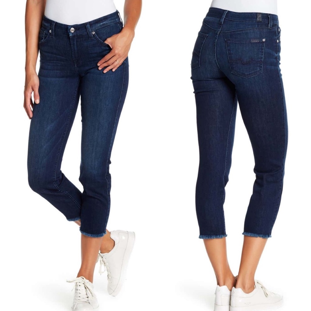 7 For All Mankind Kimmie Crop Frayed/Raw Hems